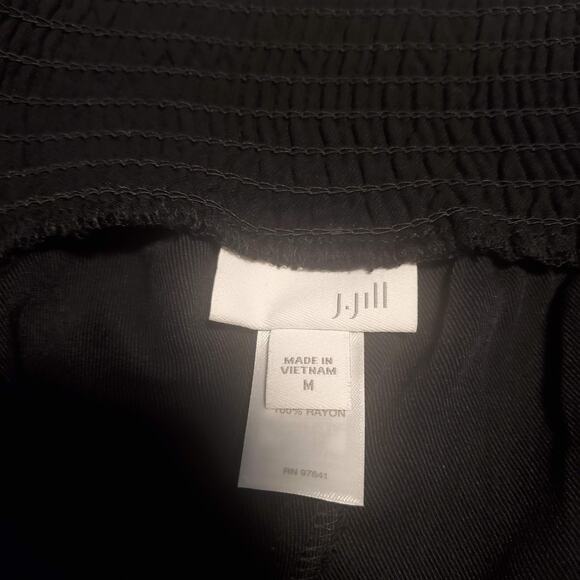 J. Jill Size M/L Black Cropped Wide Leg Pull On Rayon Pants Wide Waistband - Picture 5 of 10